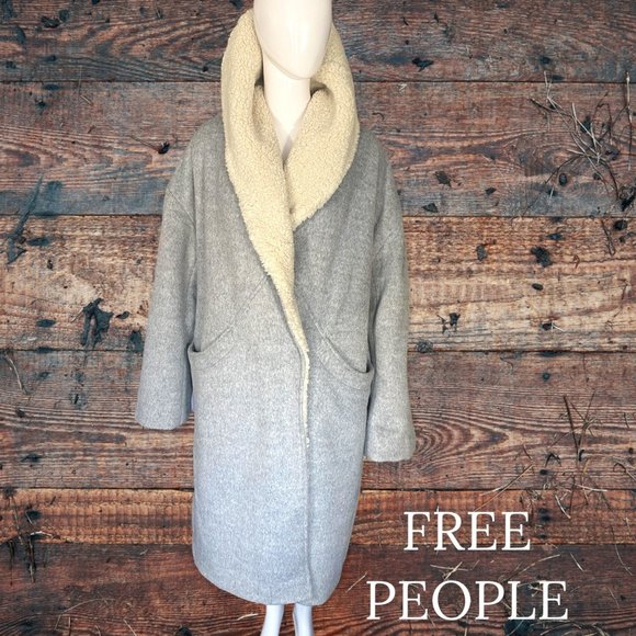 Free People Jackets & Blazers - TOASTY WARM!! FREE PEOPLE OVERSIZED COCO COZY SHERPA LINED WINTER COAT (SZ L)